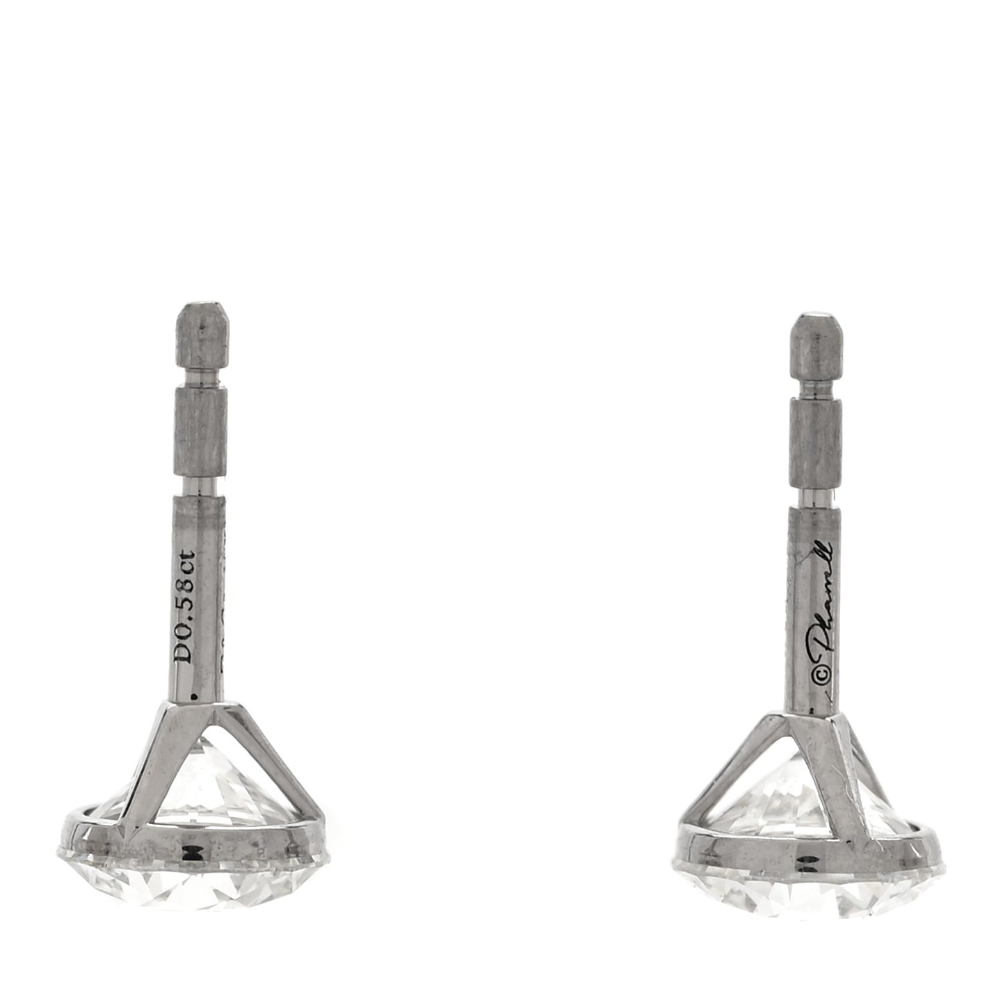X PHARRELL Platinum Metal Diamond 1.17ctw TItan Stud Earrings