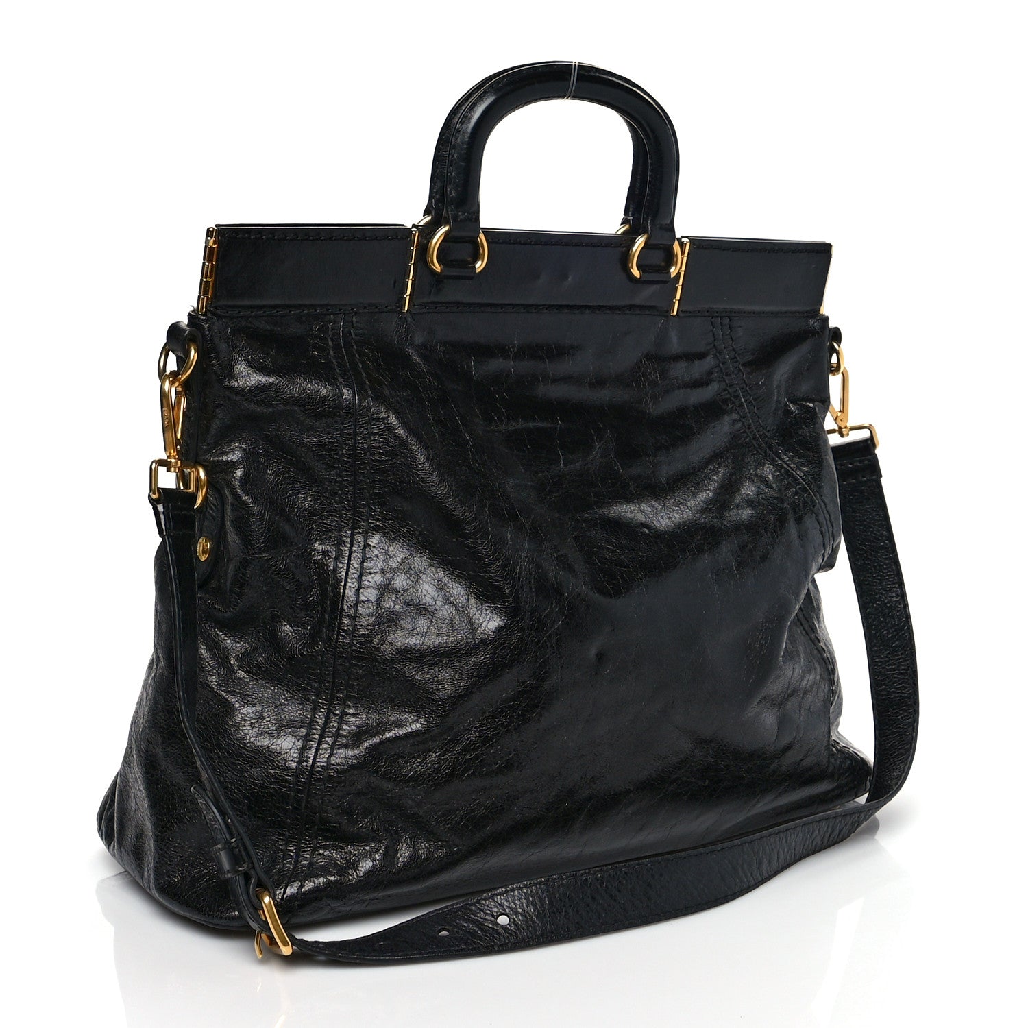 Prada Glace Calf Tote Black 2 of 11