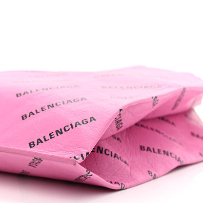 Balenciaga Agneau Arena Allover Logo M Supermarket Shopper Rose Bonbon Black 9 of 9