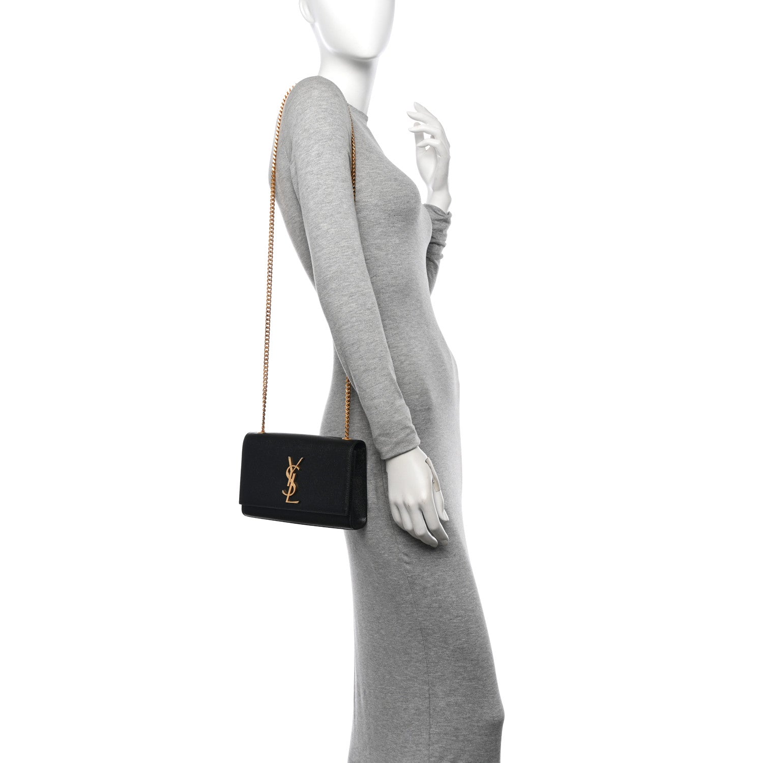 Saint Laurent Grain De Poudre Medium Classic Monogram Kate Satchel Black 2 of 10