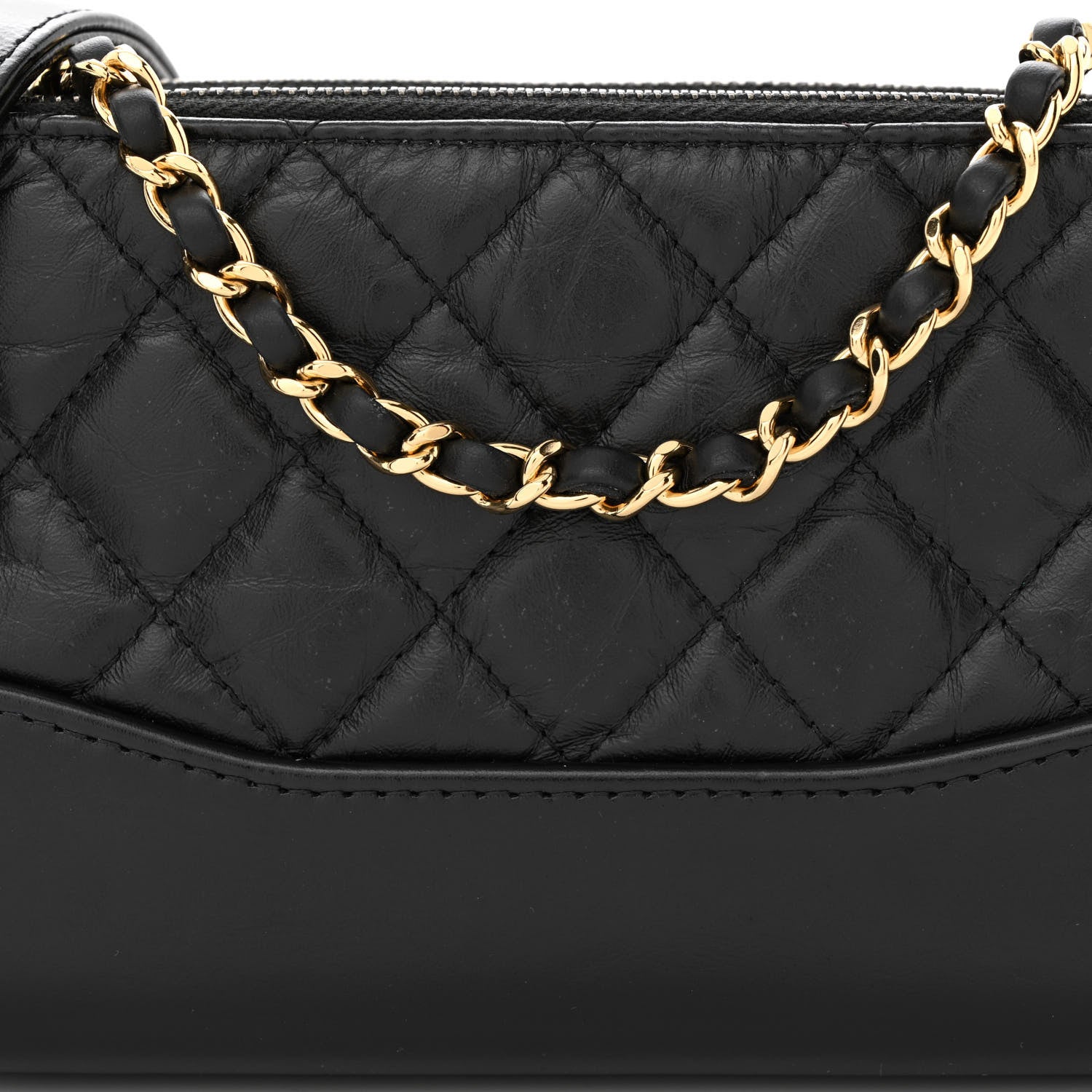 Chanel Aged Calfskin Quilted Small Gabrielle Clutch With Chain Black 9 of 11