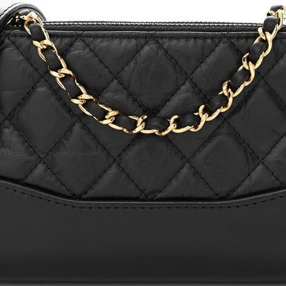 Chanel Aged Calfskin Quilted Small Gabrielle Clutch With Chain Black 9 of 11