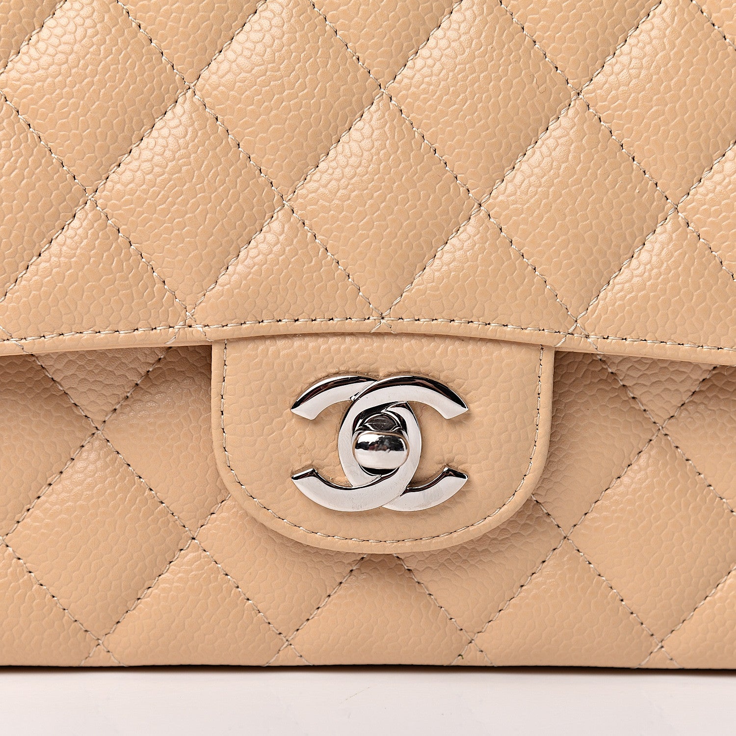 Chanel Caviar Quilted Medium Double Flap Beige 10 of 11