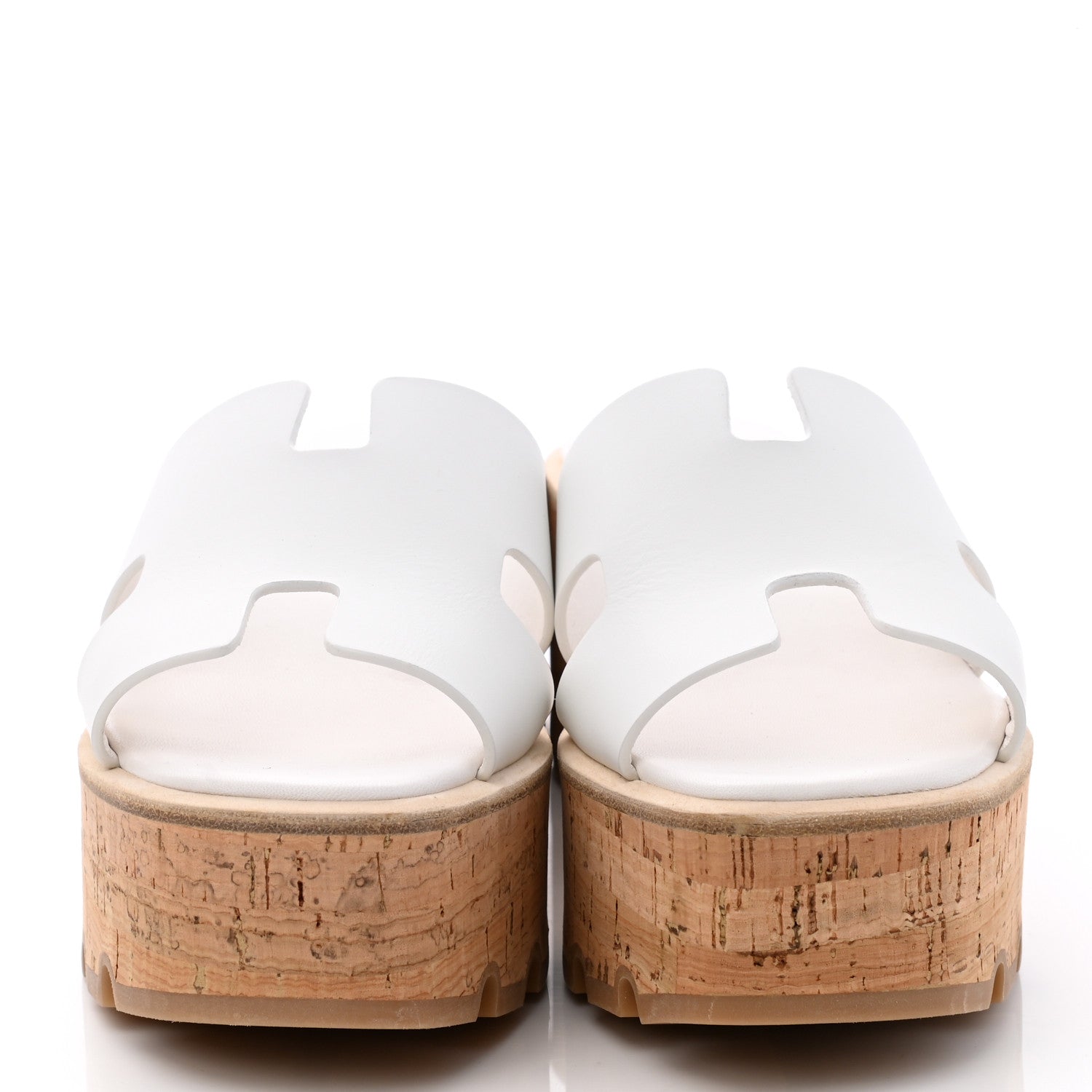 Hermes Calfskin Cork Eze 30 Sandals 37 White 2 of 9