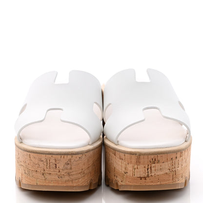 Hermes Calfskin Cork Eze 30 Sandals 37 White 2 of 9
