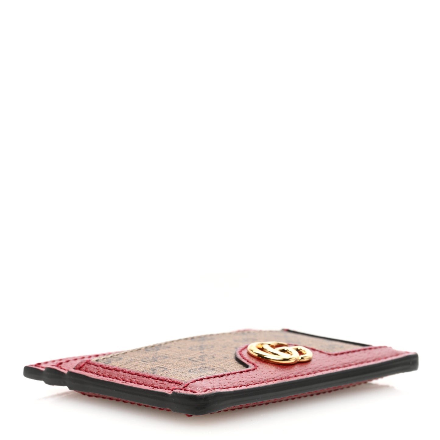 X DORAEMON Mini Vintage GG Supreme Monogram Card Holder Beige Cherry Red