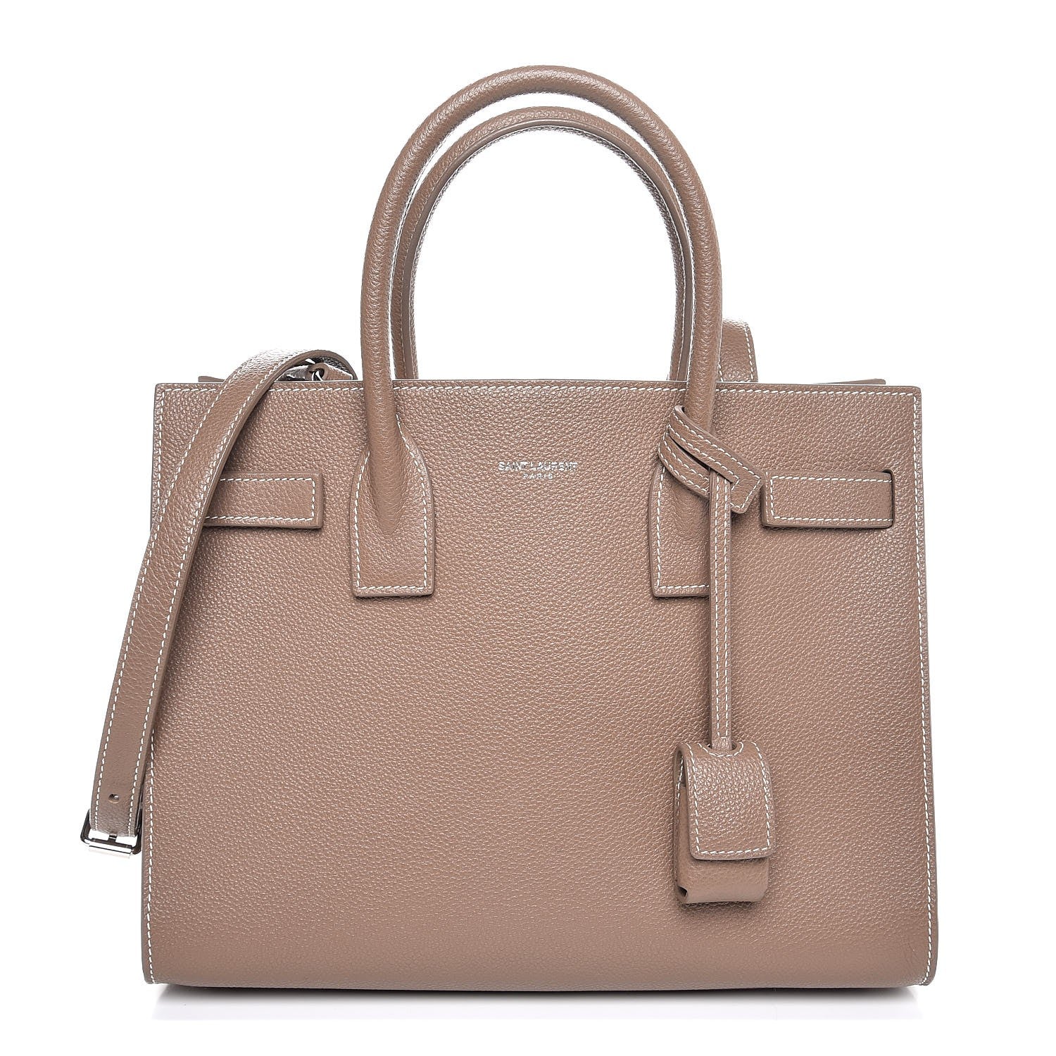 Saint Laurent Grained Calfskin Topstich Baby Sac De Jour Taupe 1 of 8
