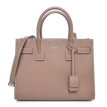 Saint Laurent Grained Calfskin Topstich Baby Sac De Jour Taupe 1 of 8