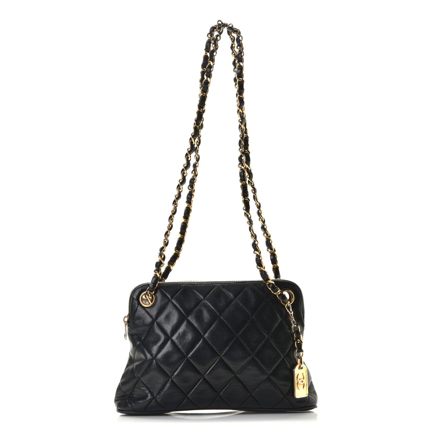 Chanel Lambskin Quilted Shoulder Bag Navy Blue 2 of 10