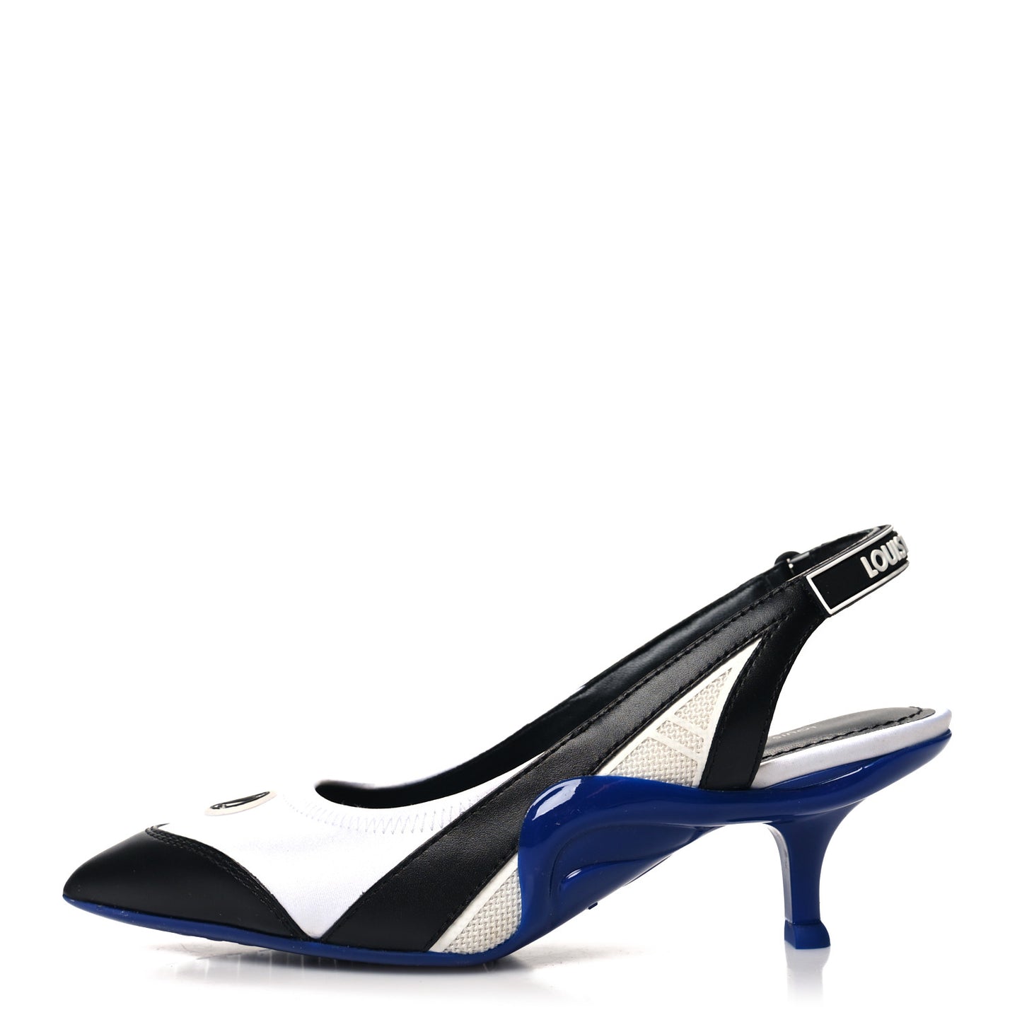 Calfskin Archlight Slingback Pumps 35 Black White Blue