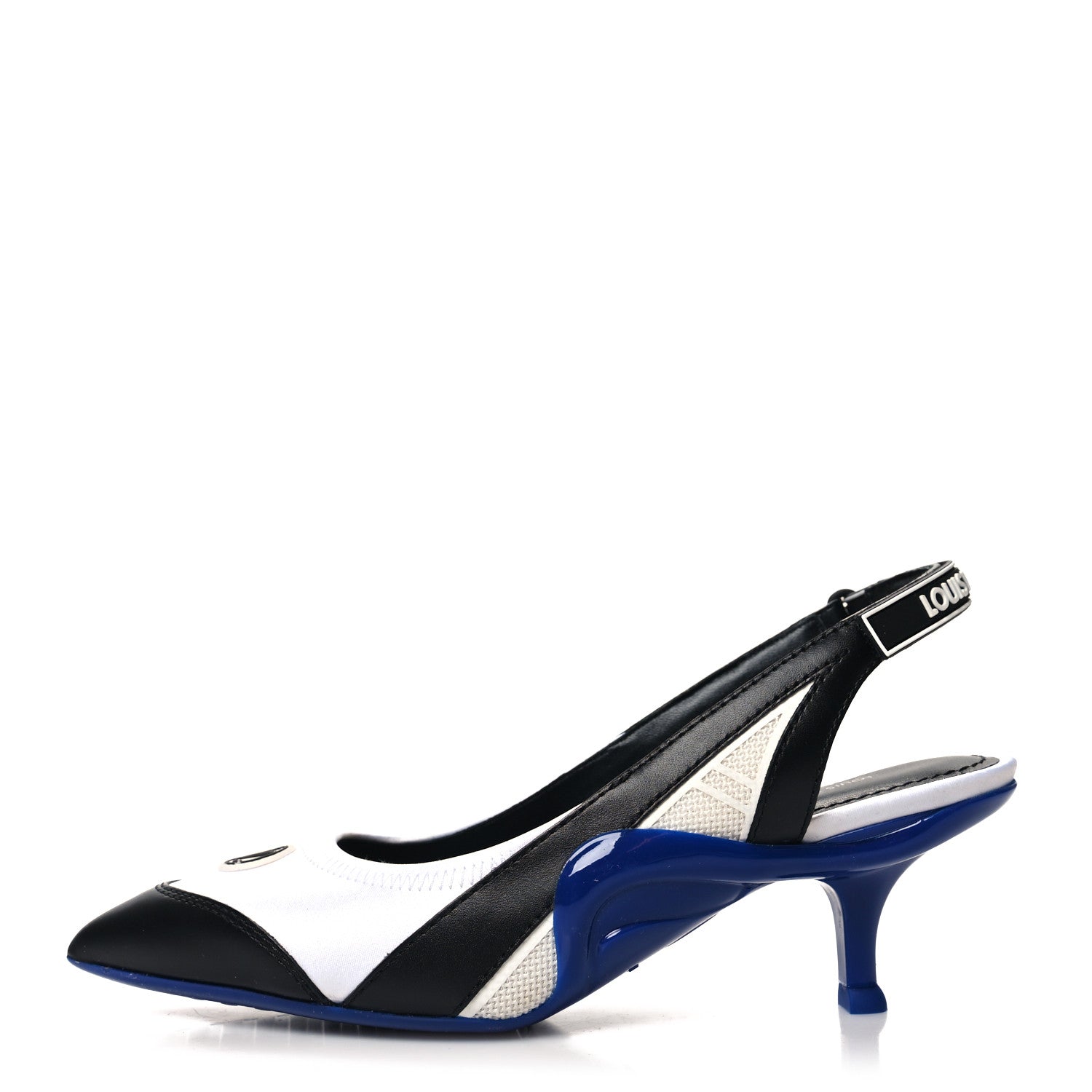 Louis Vuitton Calfskin Archlight Slingback Pumps 35 Black White Blue 1 of 8