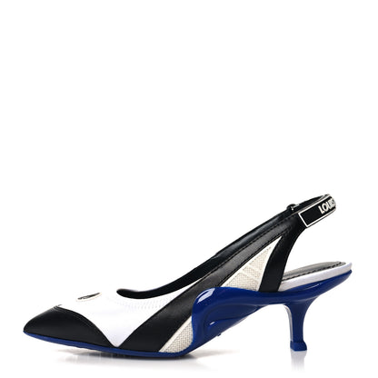 Louis Vuitton Calfskin Archlight Slingback Pumps 35 Black White Blue 1 of 8