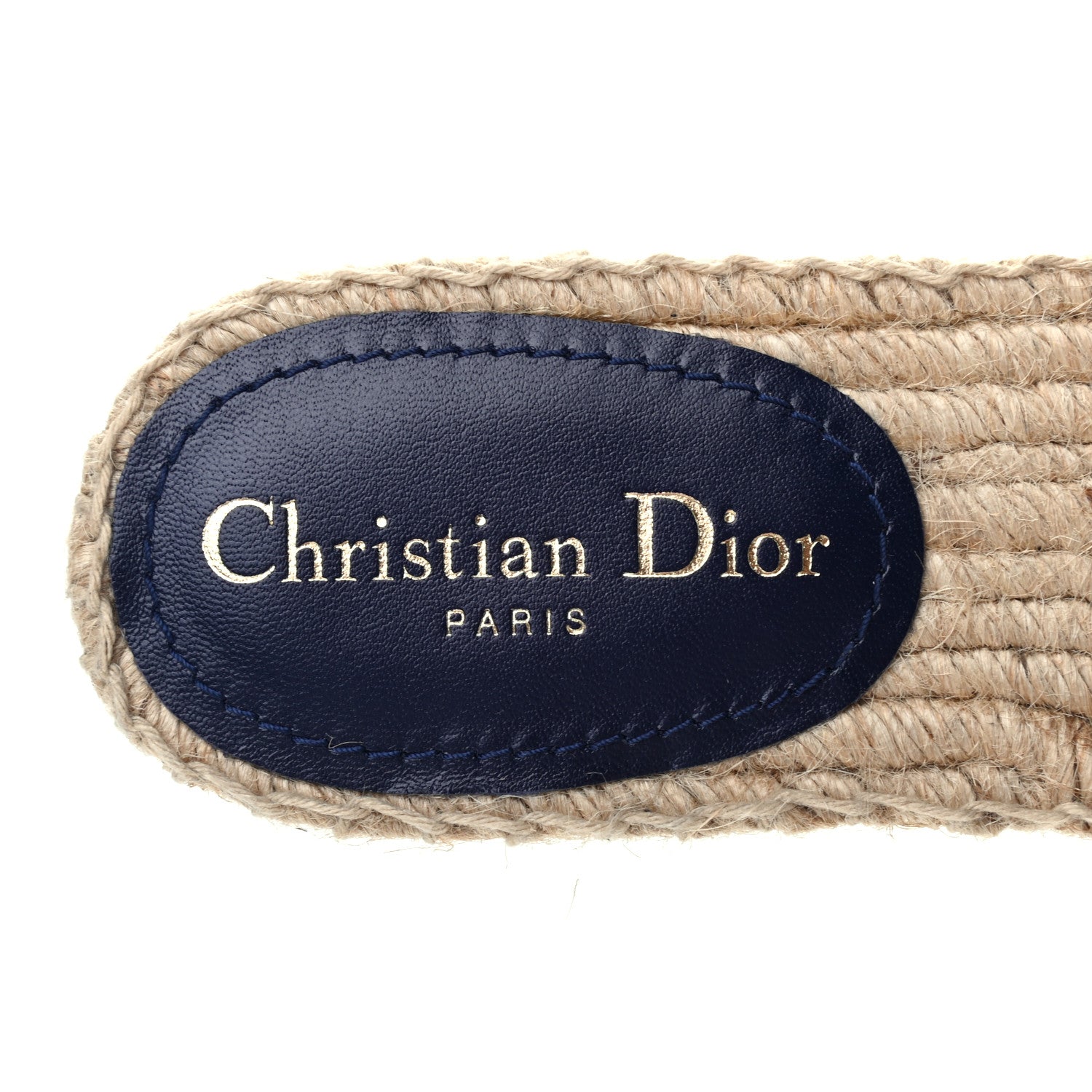 Christian Dior Denim Embroidered Granville Espadrille Flat Slide Sandals 37.5 Blue 6 of 7