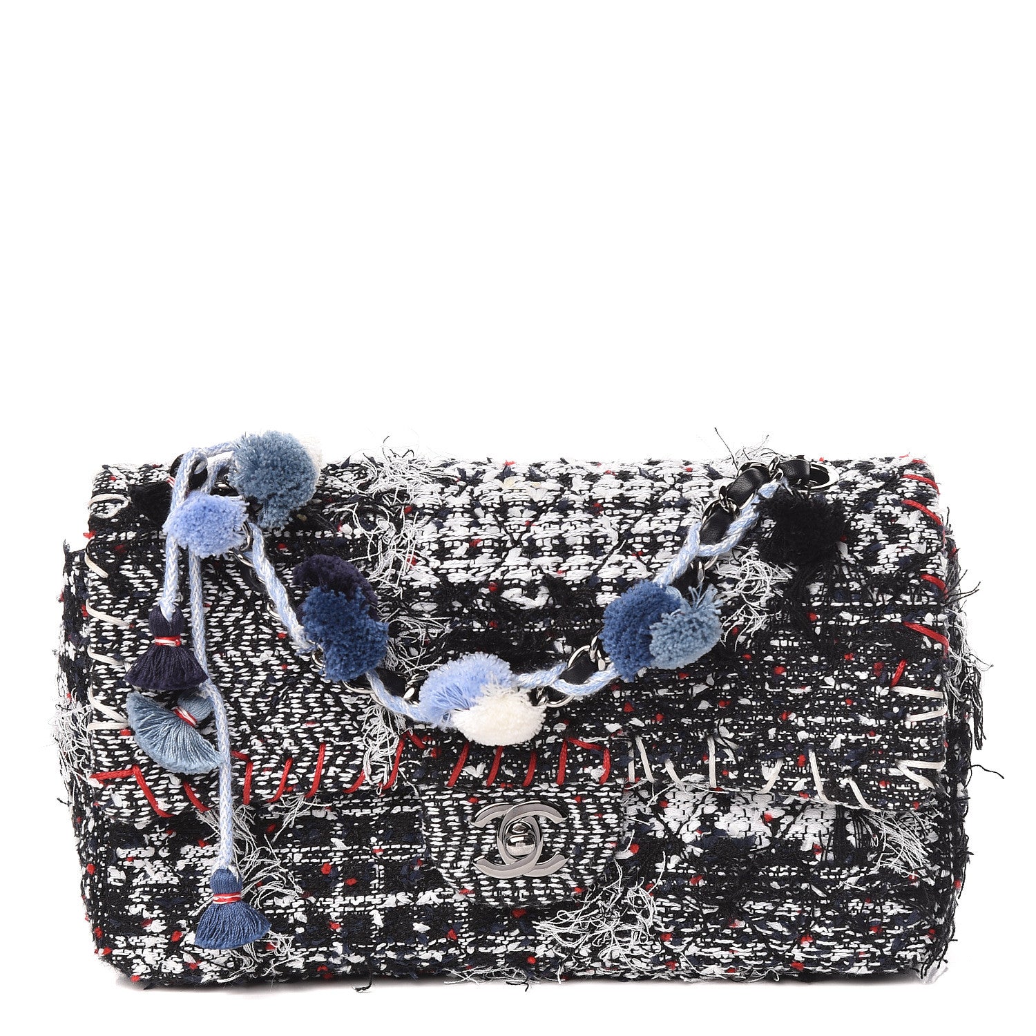 Chanel Tweed Pompom Flap Bag Multicolor 1 of 11
