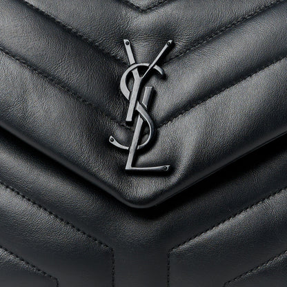 Saint Laurent Calfskin Y Quilted Monogram Monochrome Small Loulou Chain Satchel Black 9 of 12