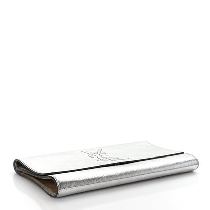 Saint Laurent Metallic Calfskin Large Belle De Jour Clutch Silver Gold 4 of 7