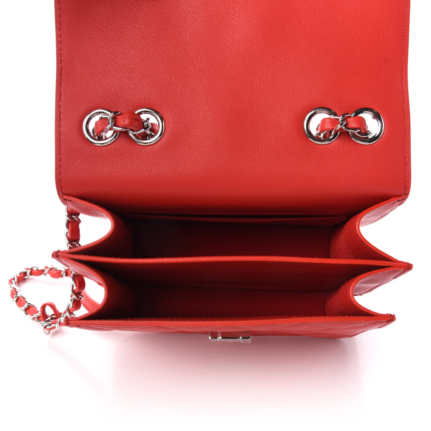 Lambskin Quilted Small CC Box Top Handle Flap Red