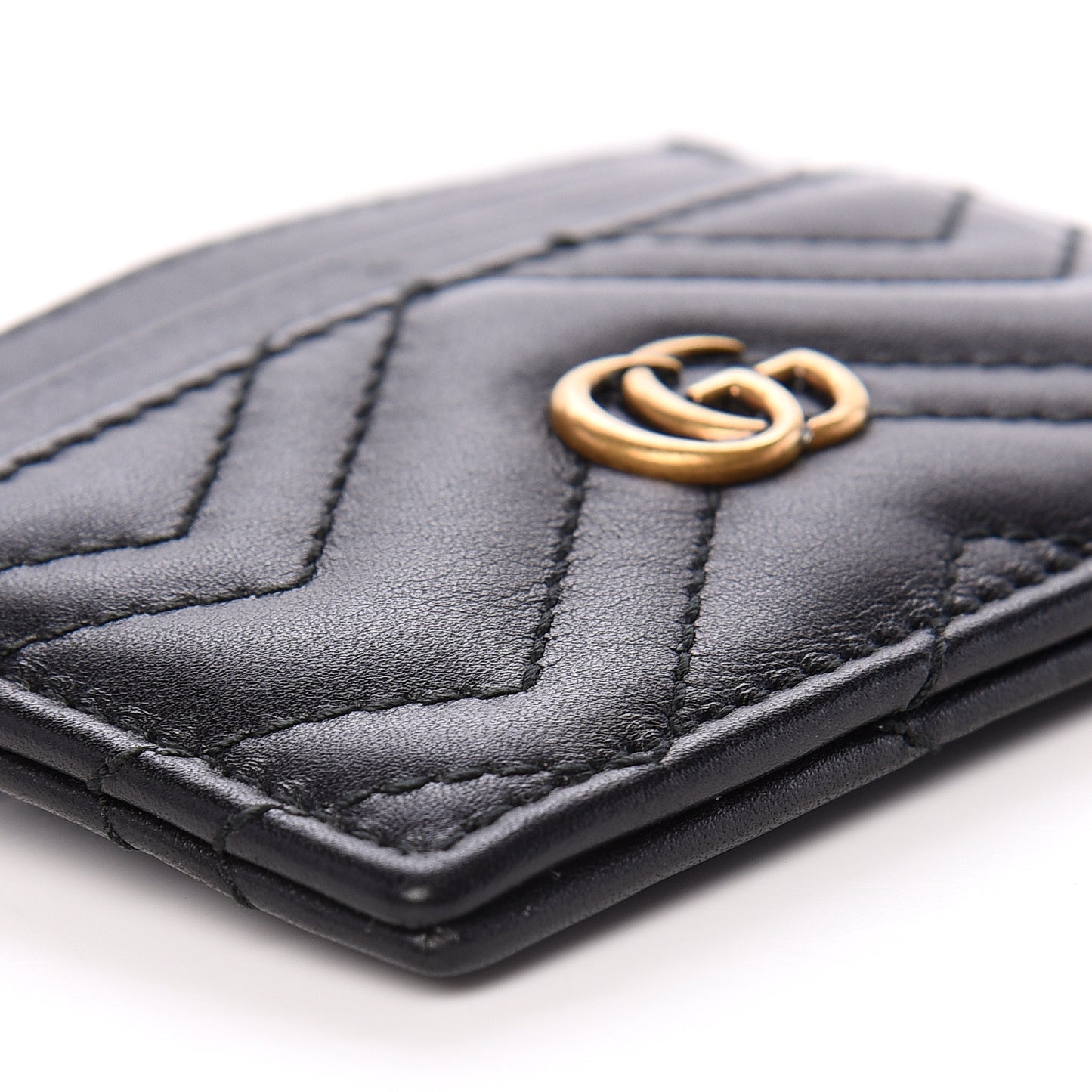 Calfskin Matelasse GG Marmont Card Holder Black