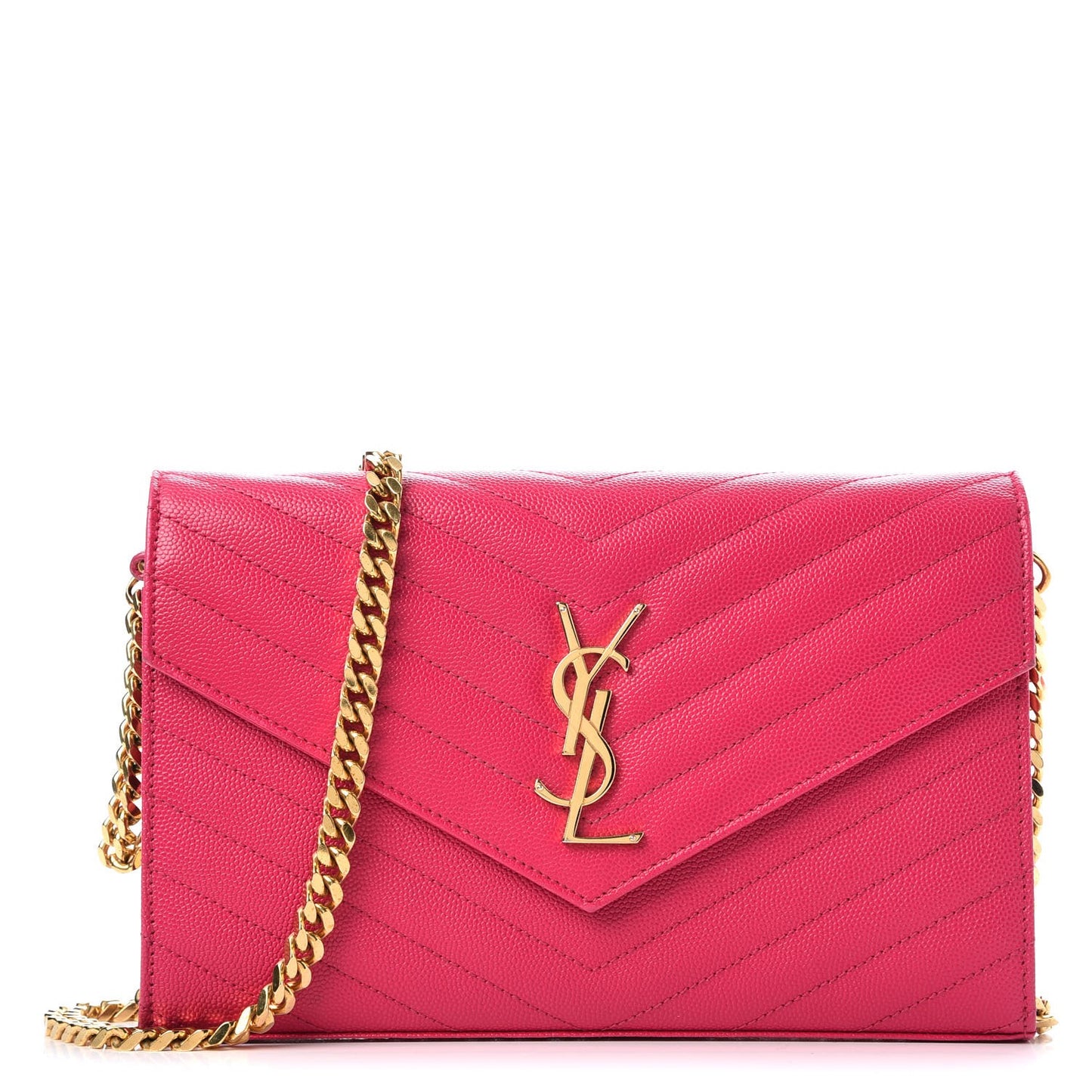 Grain De Poudre Matelasse Chevron Monogram Chain Wallet Bubblegum
