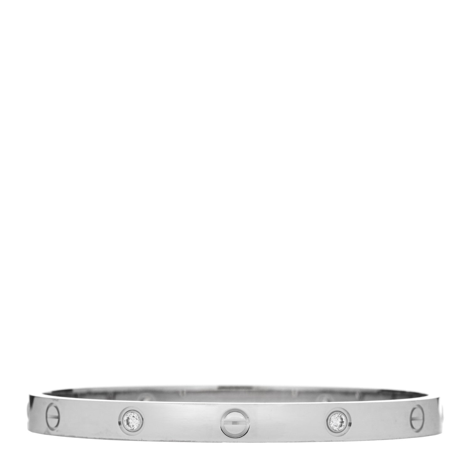 Cartier 18K White Gold 4 Diamond Love Bracelet 19 1 of 10