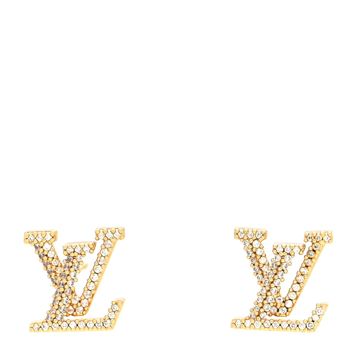 Louis Vuitton Metal Crystal LV Iconic Earrings Gold 1 of 3