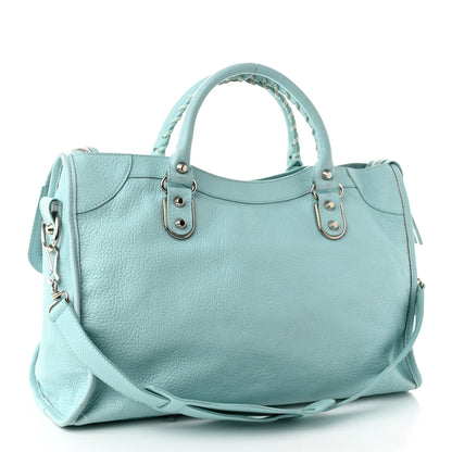Balenciaga Chevre Silver Metallic Edge Hardware City Bleu Maldives 3 of 14