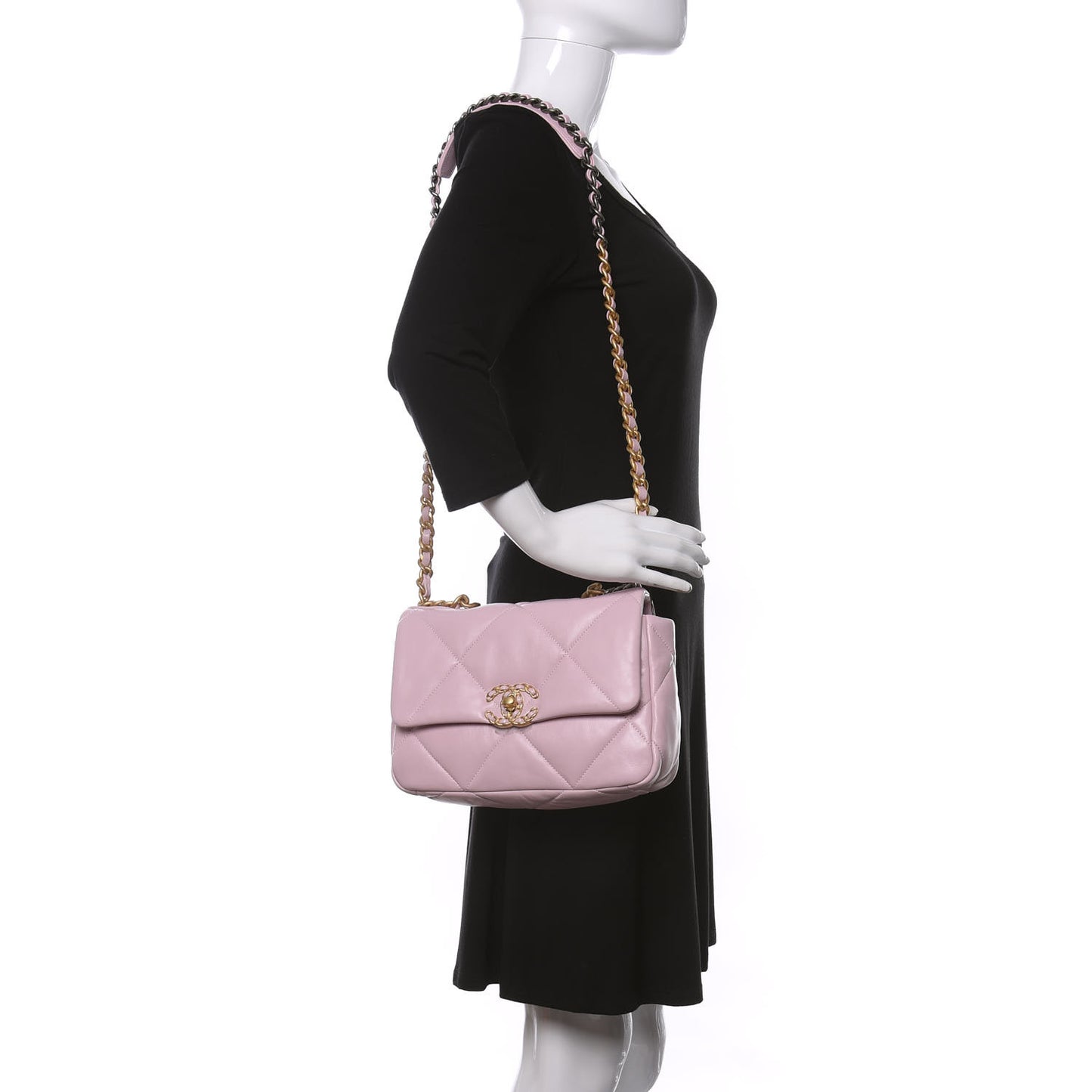 Lambskin Quilted Medium Chanel 19 Flap Light Pink