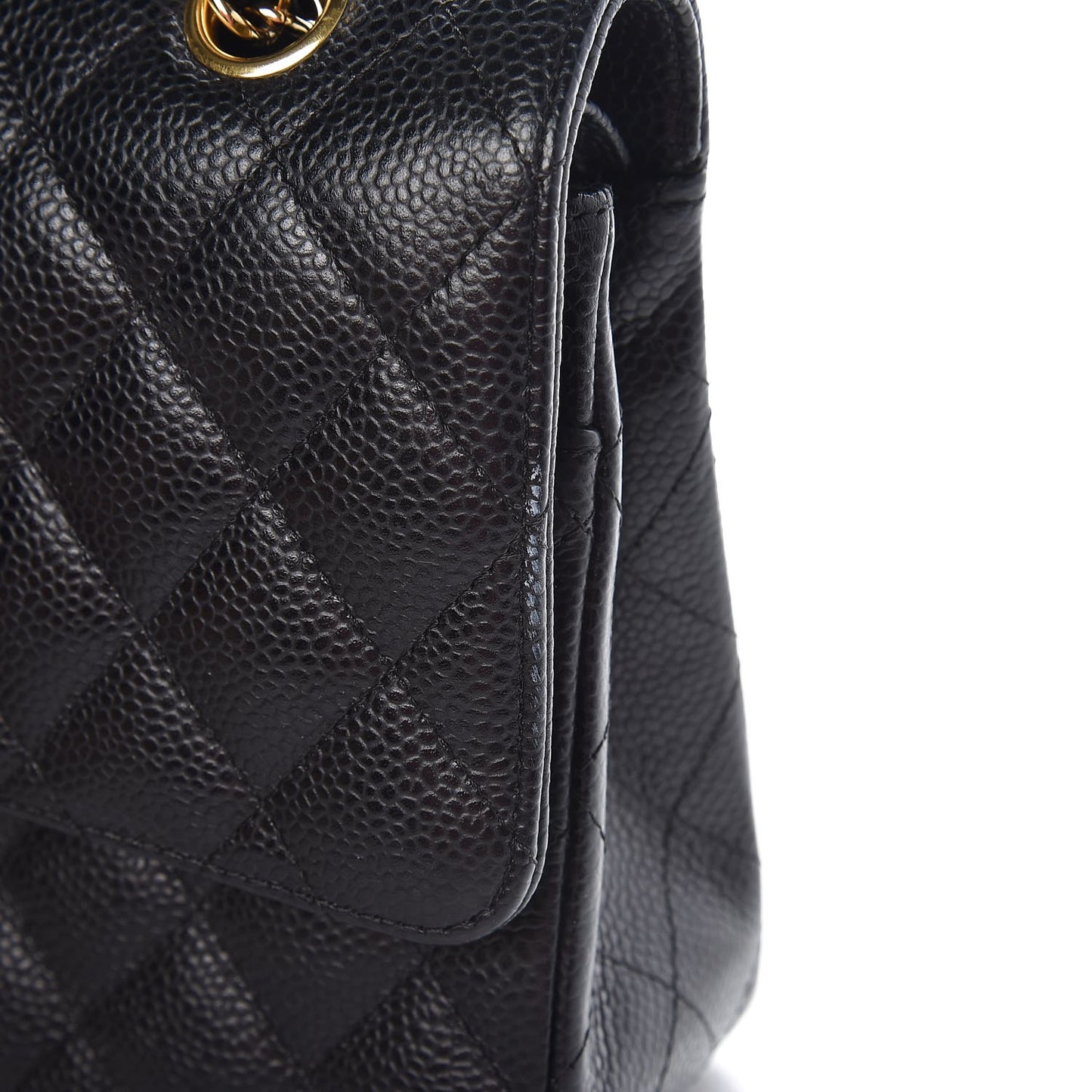 Caviar Quilted Medium Double Flap Black