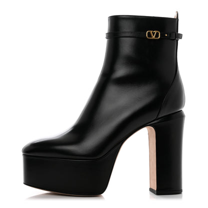 Valentino Garavani Calfskin Tan-Go Platform 50/120mm Ankle Boots 39.5 Black 1 of 9