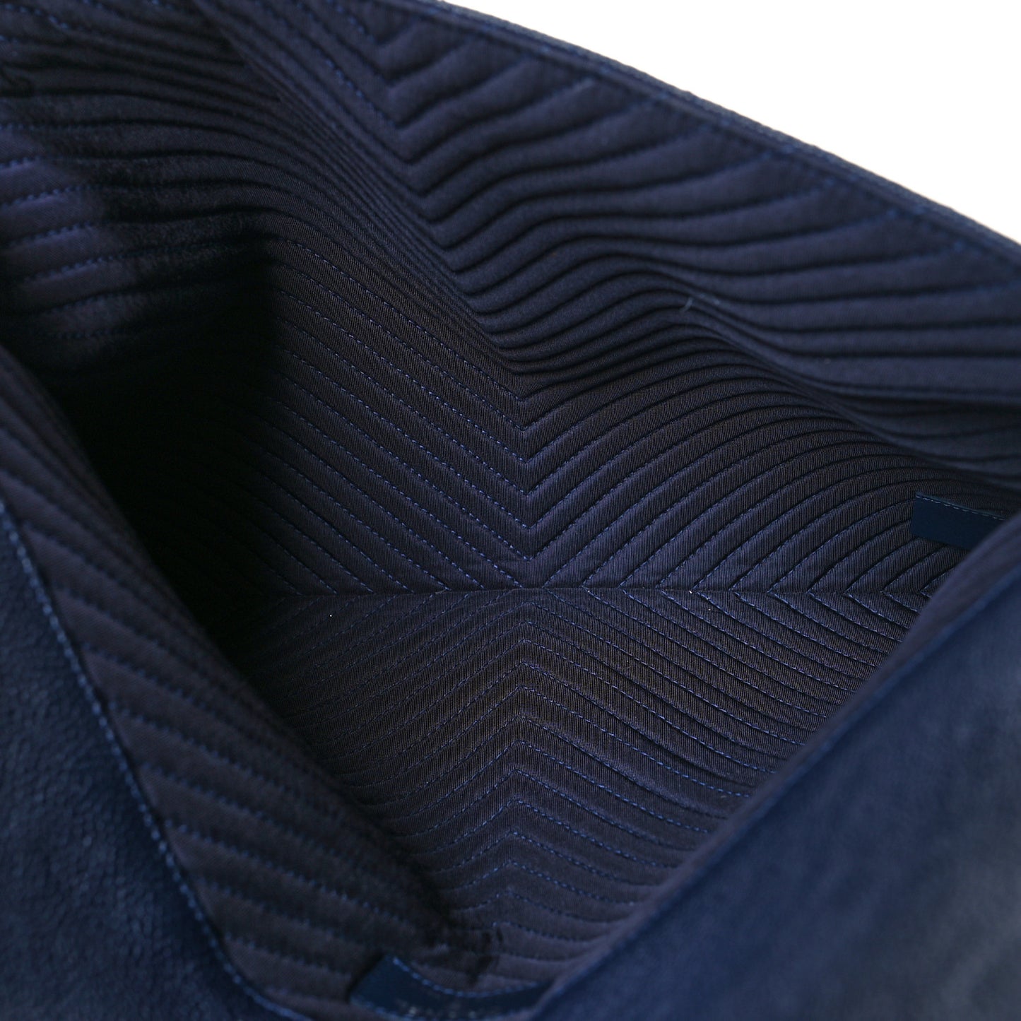 Caviar Chevron Quilted Large Statement Pouch Navy
