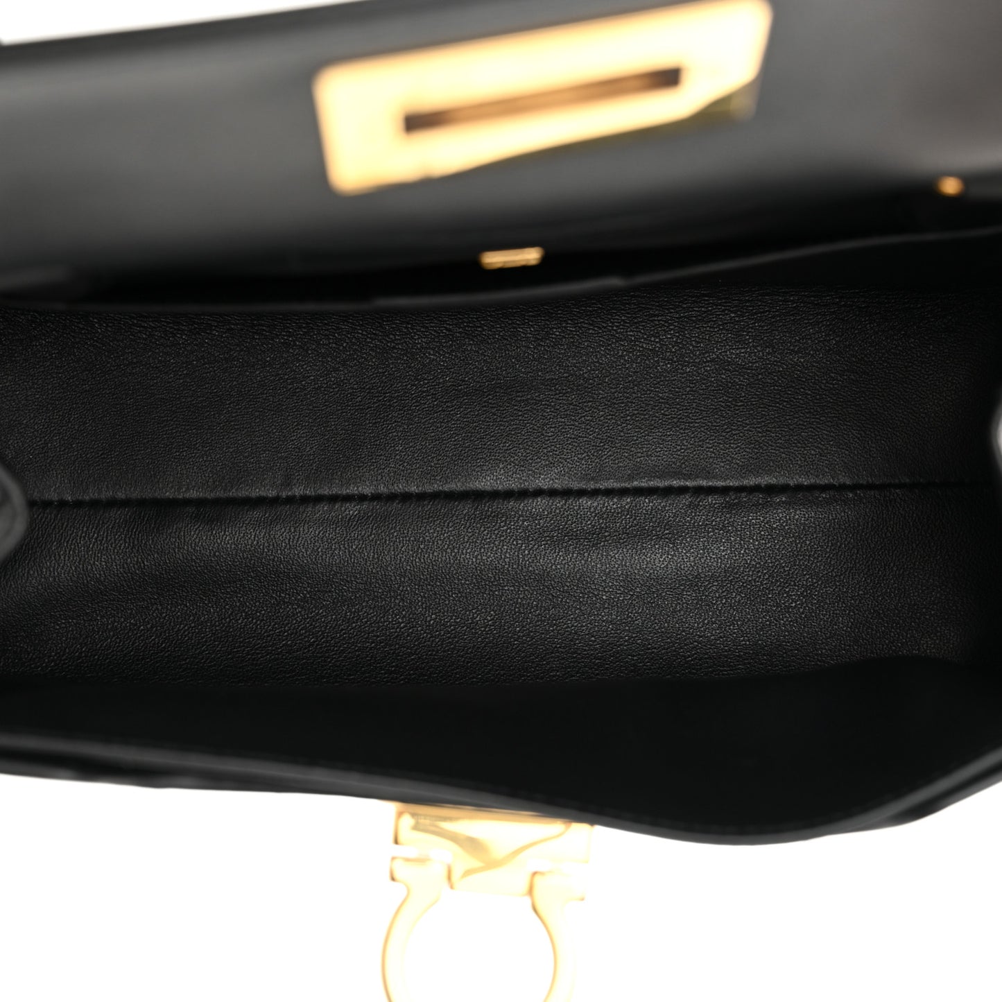 Calfskin Trifolio Swing Top Handle Bag Black
