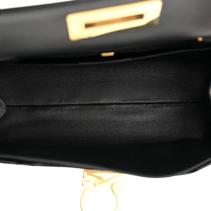 Salvatore Ferragamo Calfskin Trifolio Swing Top Handle Bag Black 5 of 10