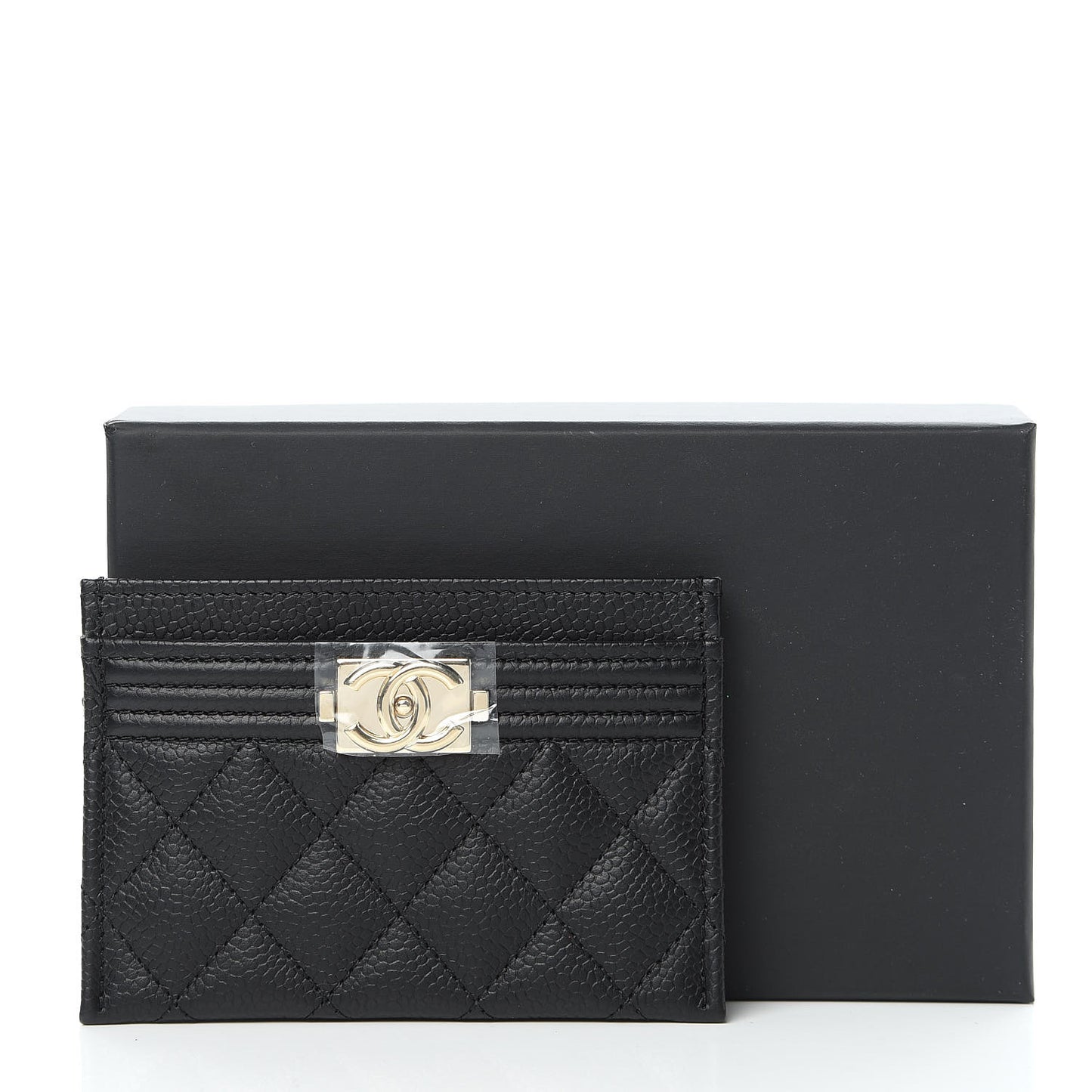 Caviar Quilted Boy Card Holder Black