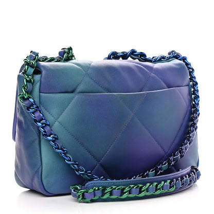 Chanel Tie Dye Calfskin Quilted Medium Chanel 19 Flap Blue Purple 3 of 10