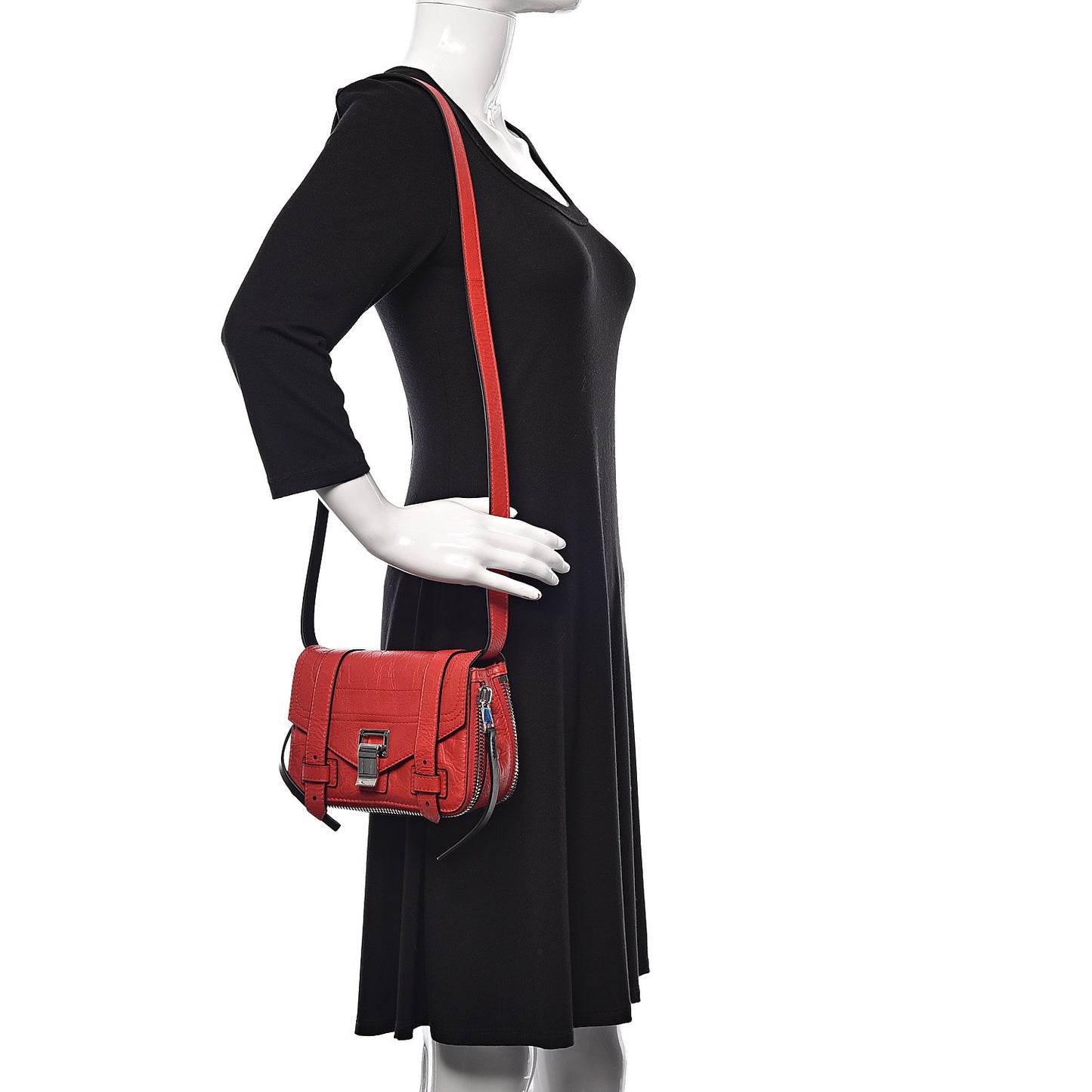 Crinkled Calfskin PS1 Mini Zip Crossbody Cardinal