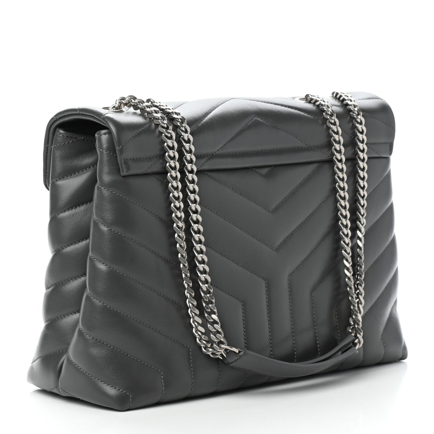 Calfskin Y Quilted Monogram Medium Loulou Chain Satchel Asphalt