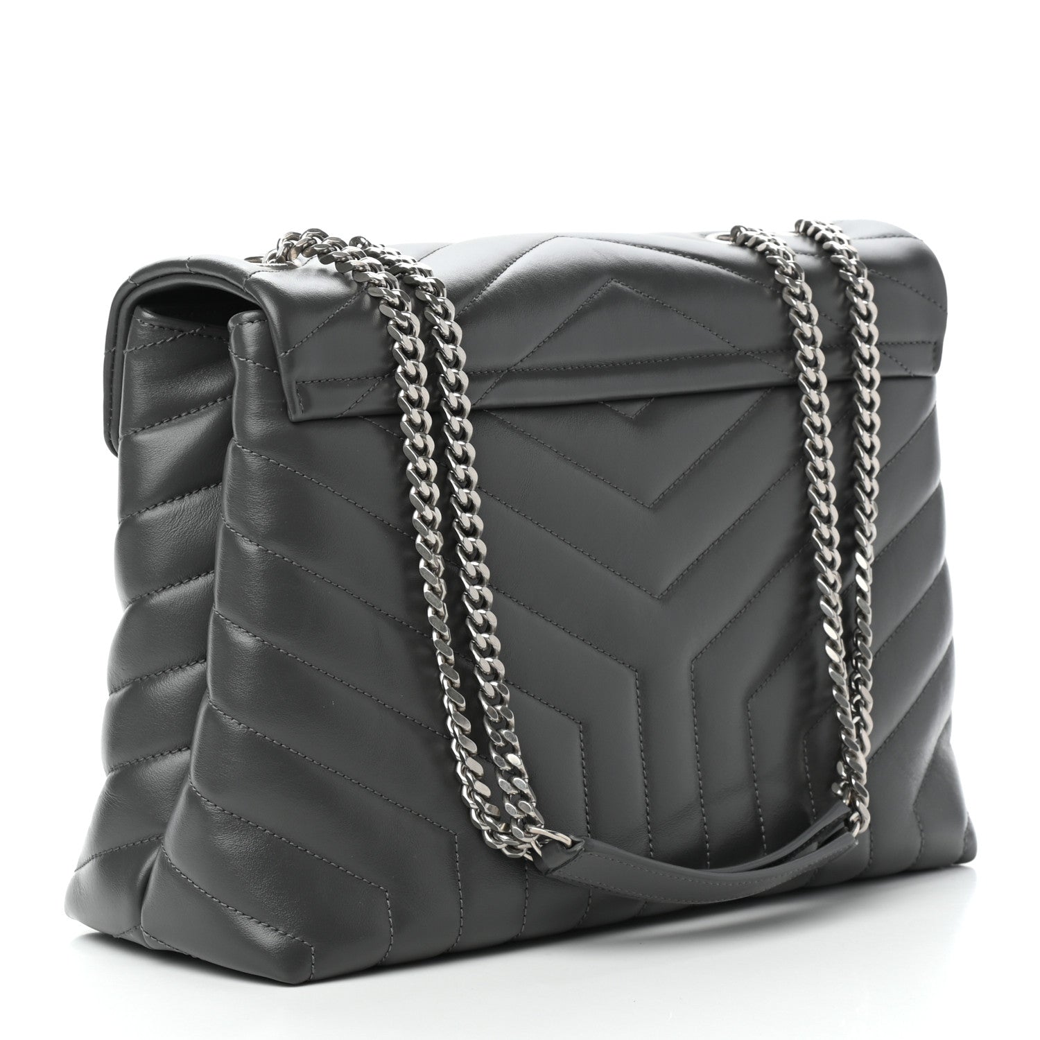 Saint Laurent Calfskin Y Quilted Monogram Medium Loulou Chain Satchel Asphalt 3 of 10