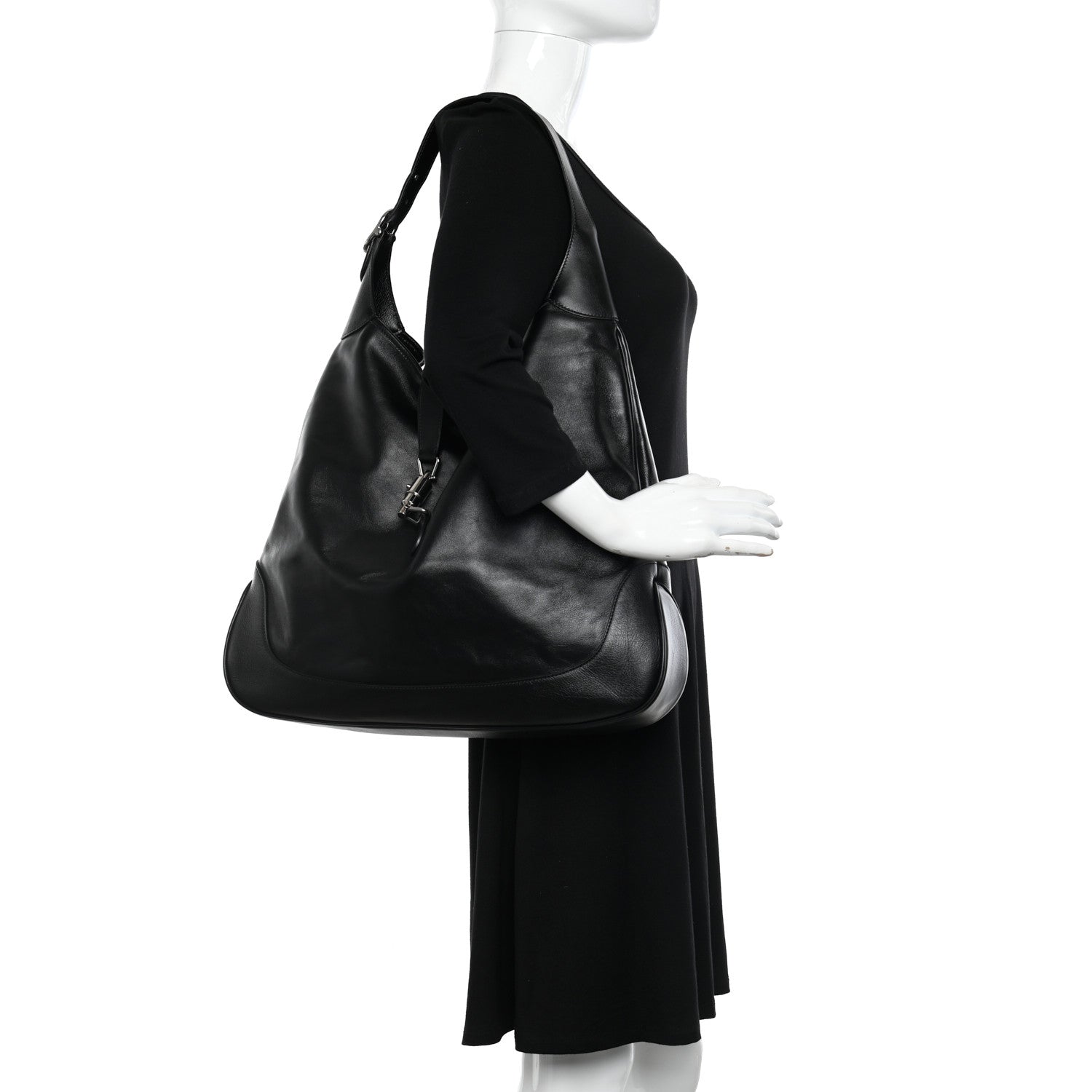 Gucci Calfskin Large Jackie 1961 Shoulder Bag Black Black 2 of 10
