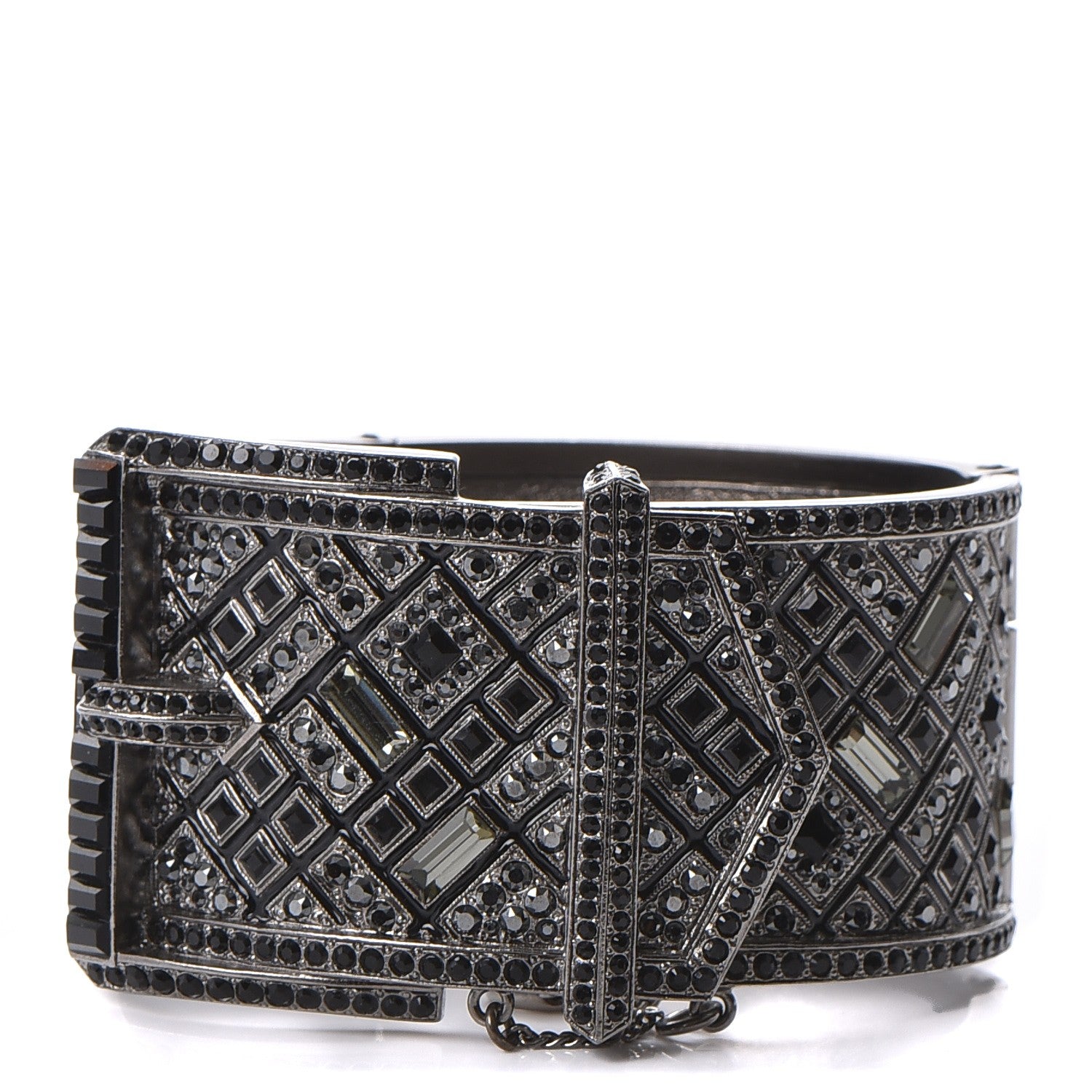 Chanel Ruthenium Crystal CC Wide Cuff 1 of 6