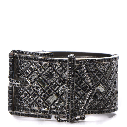 Chanel Ruthenium Crystal CC Wide Cuff 1 of 6