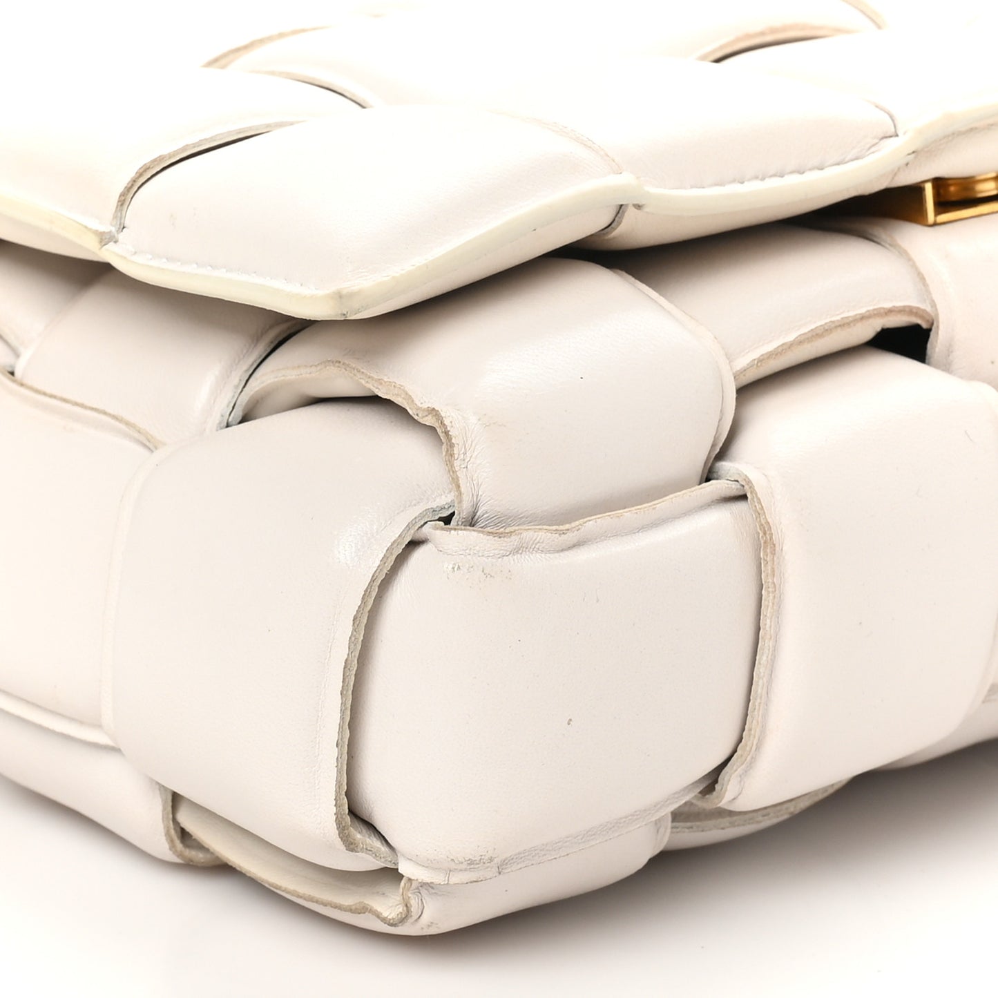 Lambskin Maxi Intreccio Padded Chain Cassette Crossbody Bag Chalk