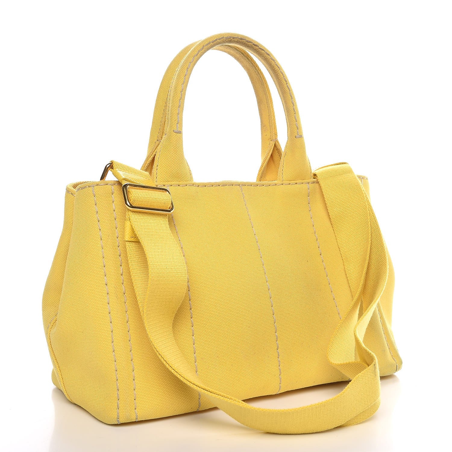 Prada Canvas Canapa Small Logo Tote Yellow 4 of 17