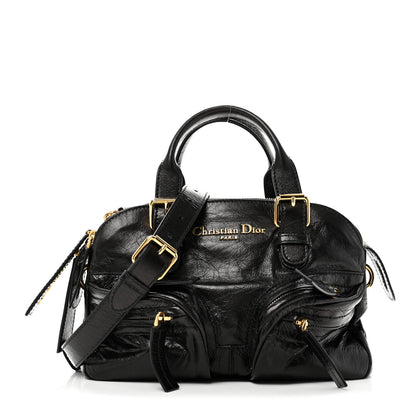 Christian Dior Crinkled Calfskin Small Grand Tour Bowling Bag Black 1 of 12