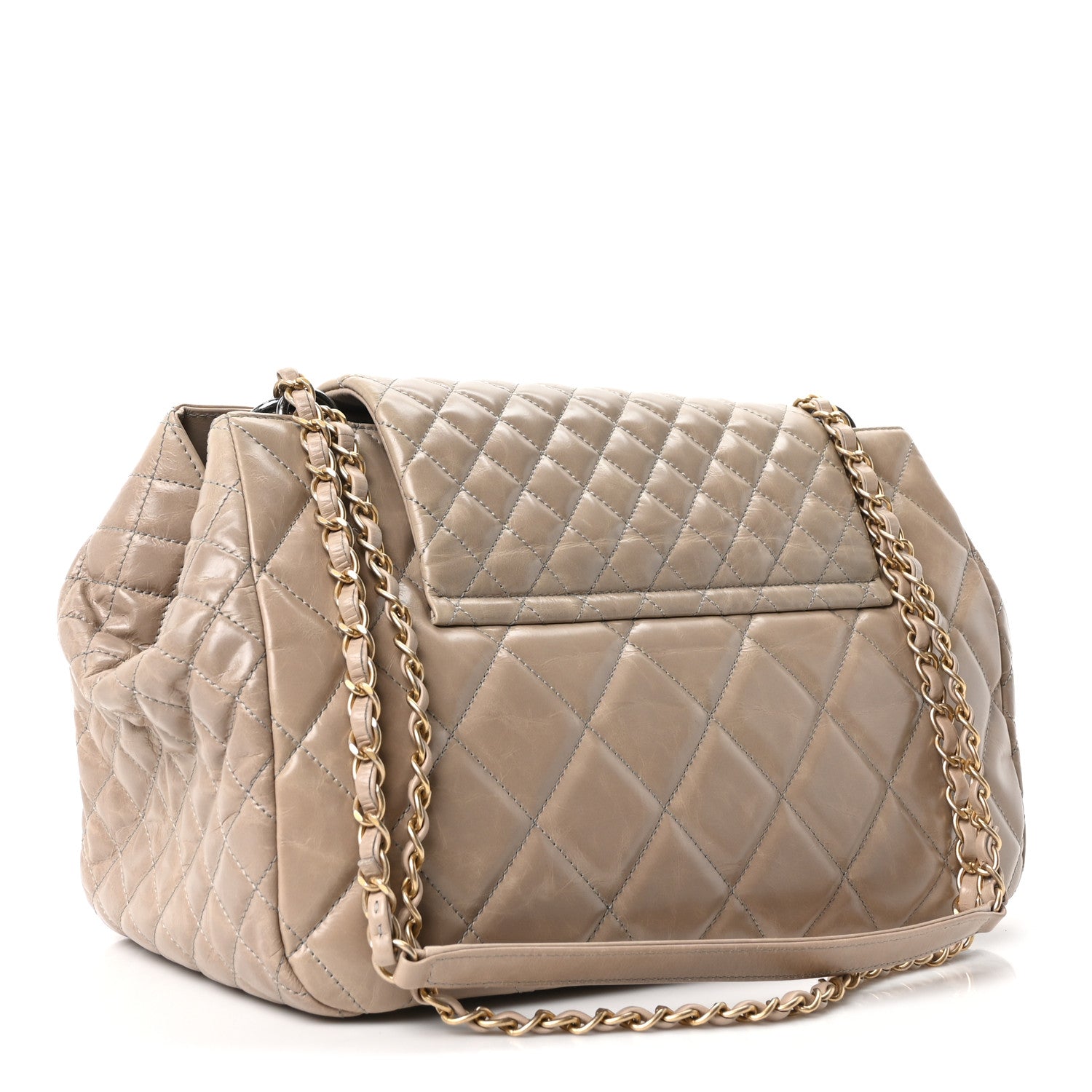 Chanel Glazed Calfskin Quilted Large Daily Walk Flap Beige 3 of 10