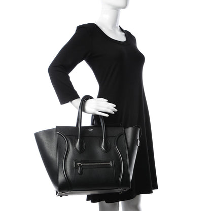 Celine Drummed Calfskin Mini Luggage Black 2 of 6