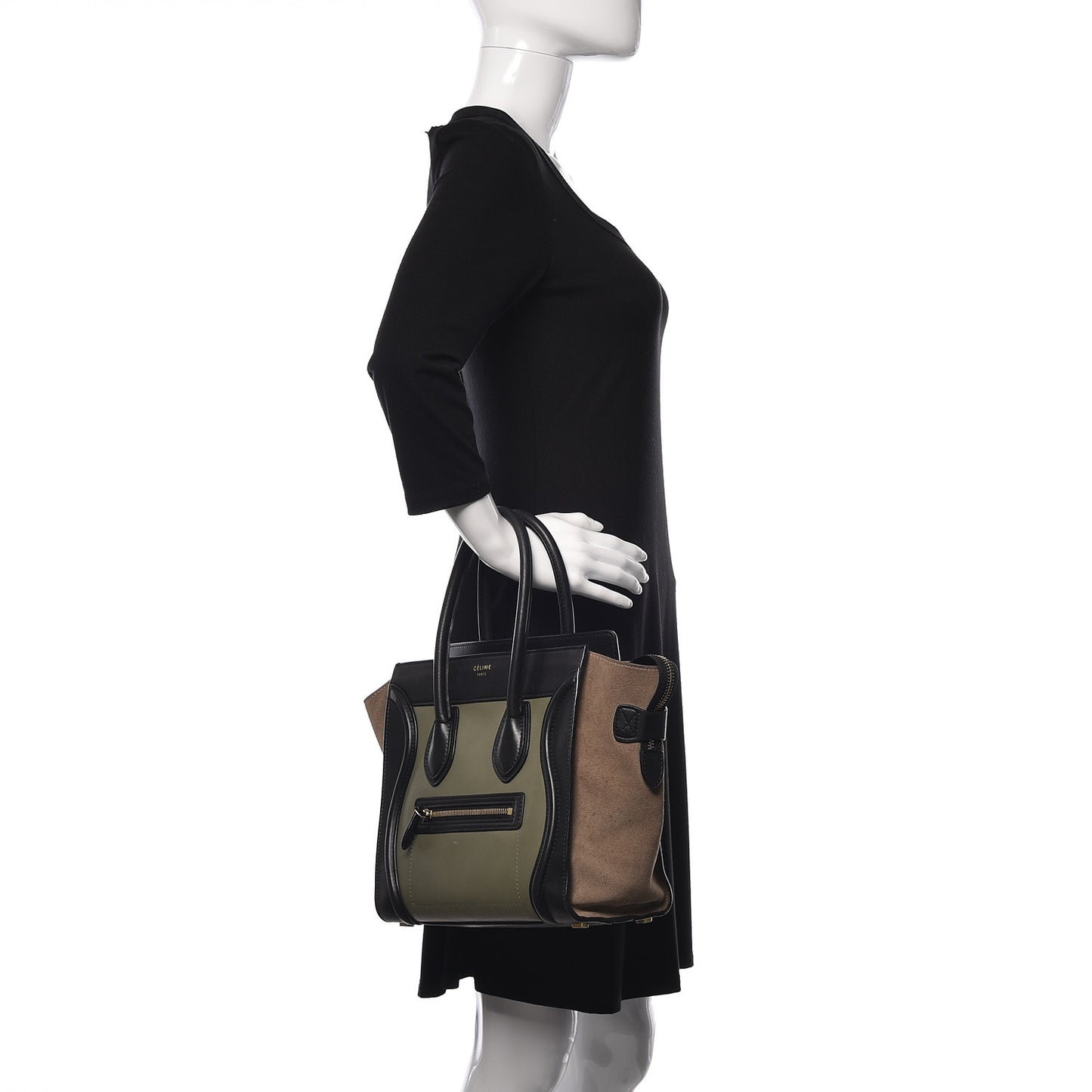 Satin Calfskin Suede Micro Tri-Color Luggage Almond