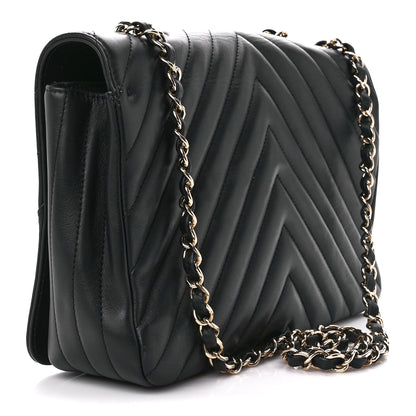 Chanel Calfskin Chevron Quilted Medium Statement Flap Black 3 of 11
