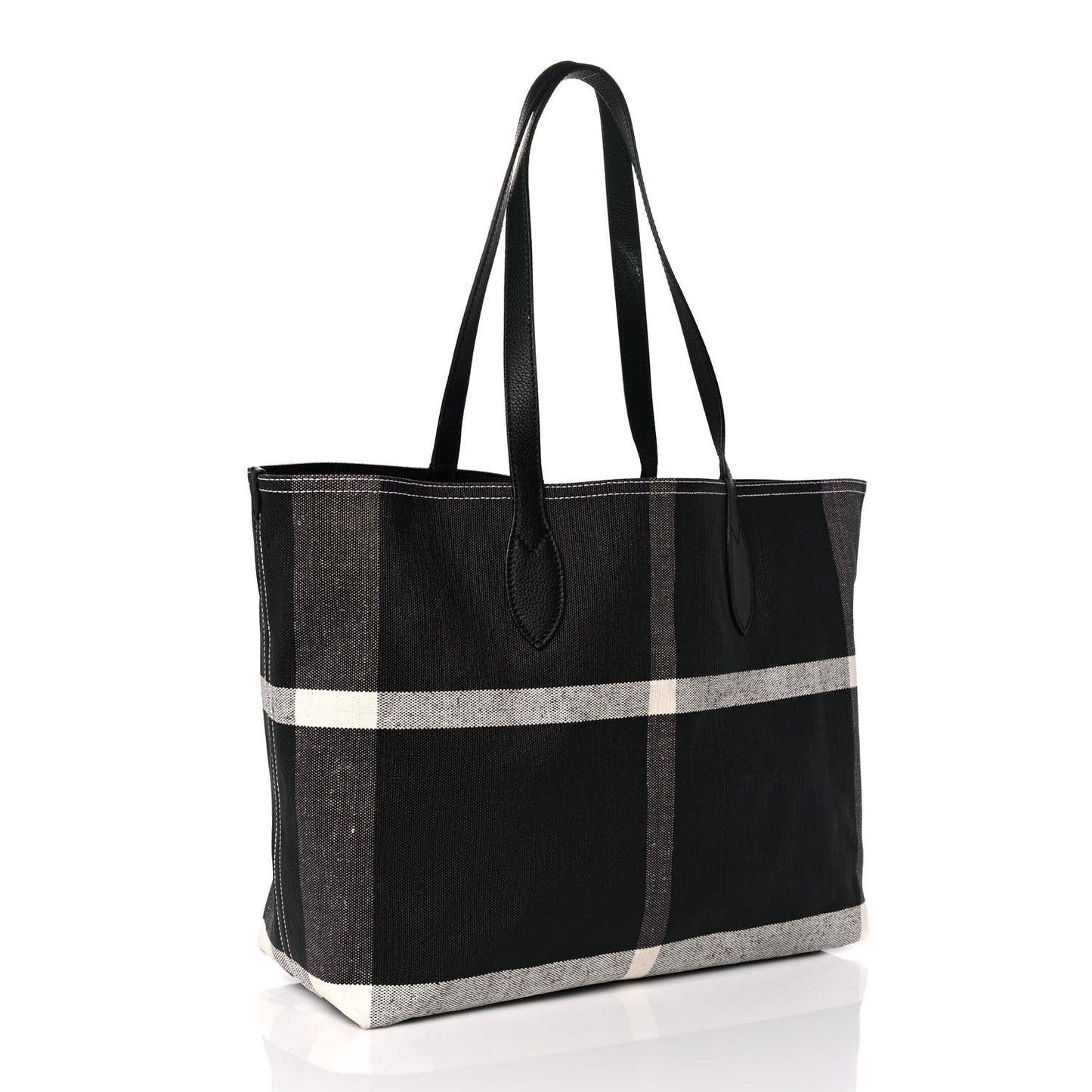Coated Canvas Mega Check Medium Doodle Tote Black White