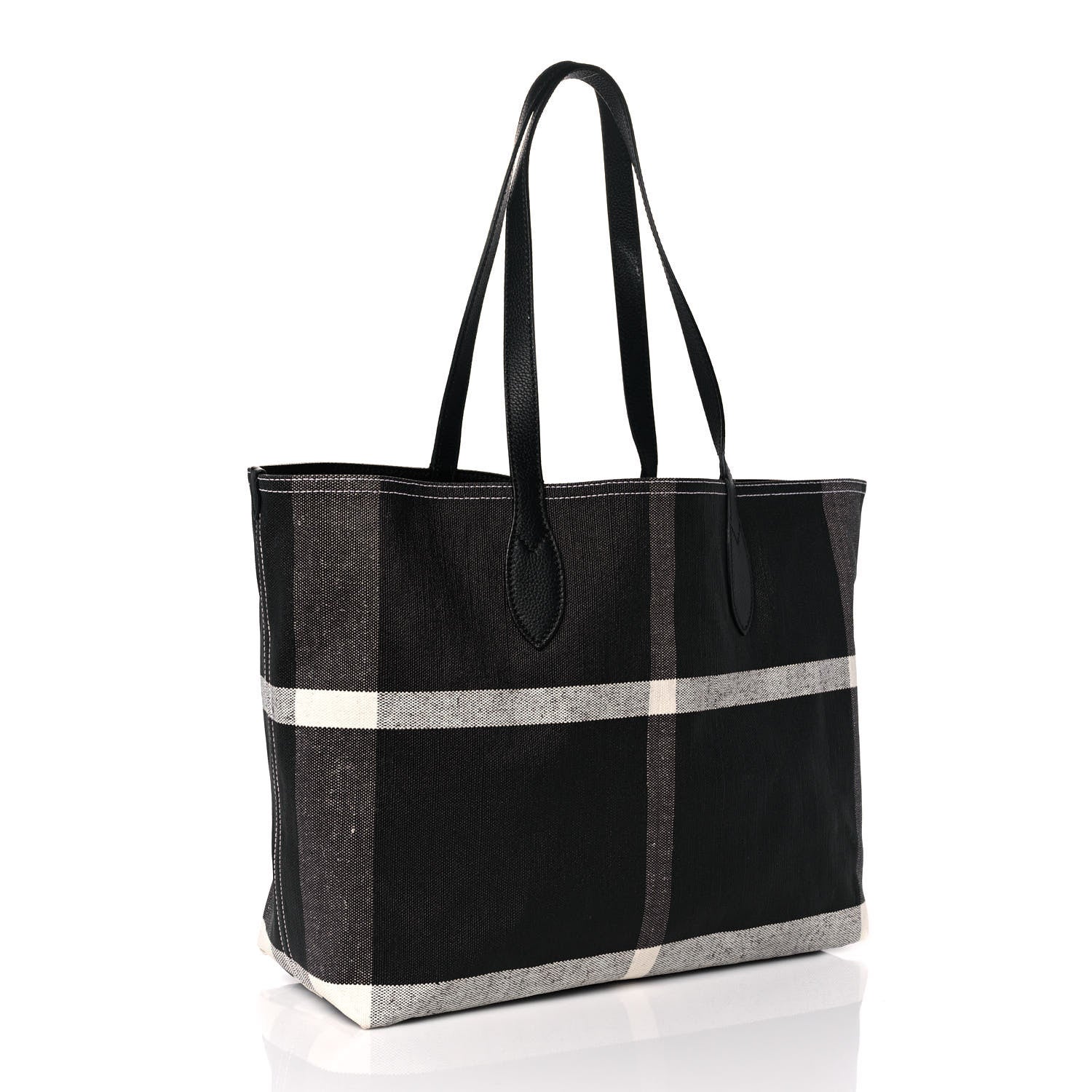 Burberry Coated Canvas Mega Check Medium Doodle Tote Black White 3 of 11