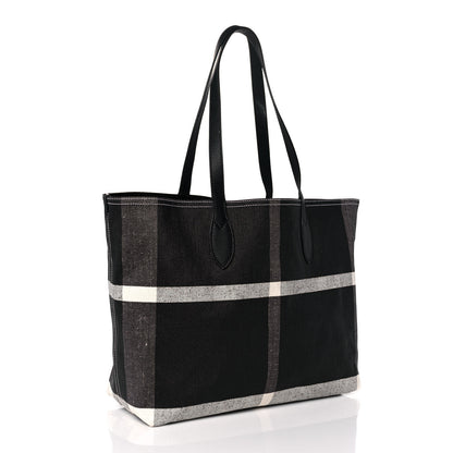 Burberry Coated Canvas Mega Check Medium Doodle Tote Black White 3 of 11
